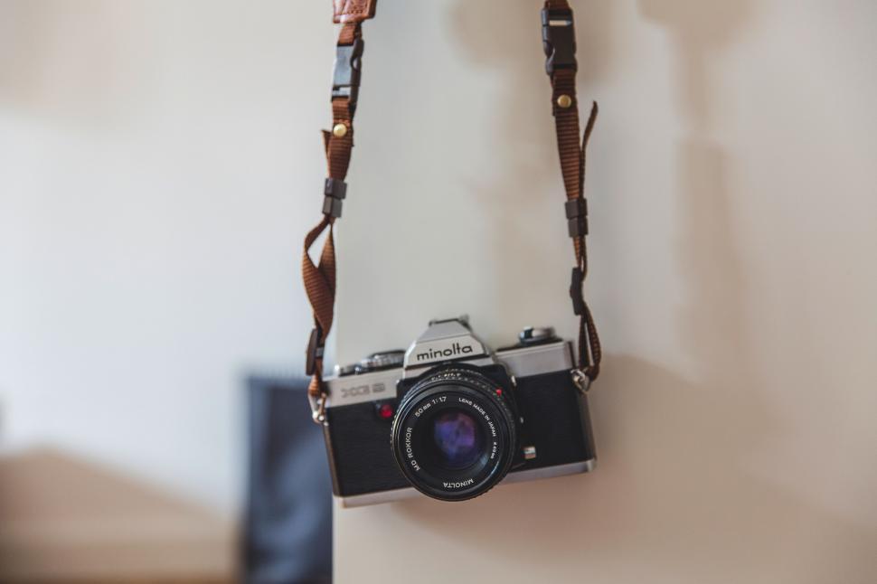 Free Image of Minolta vintage camera on white background 