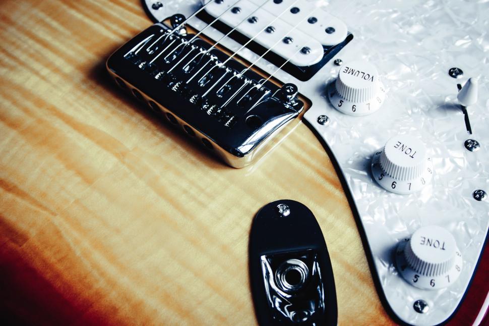 Free Image of Close-up of a vintage electric guitar body 