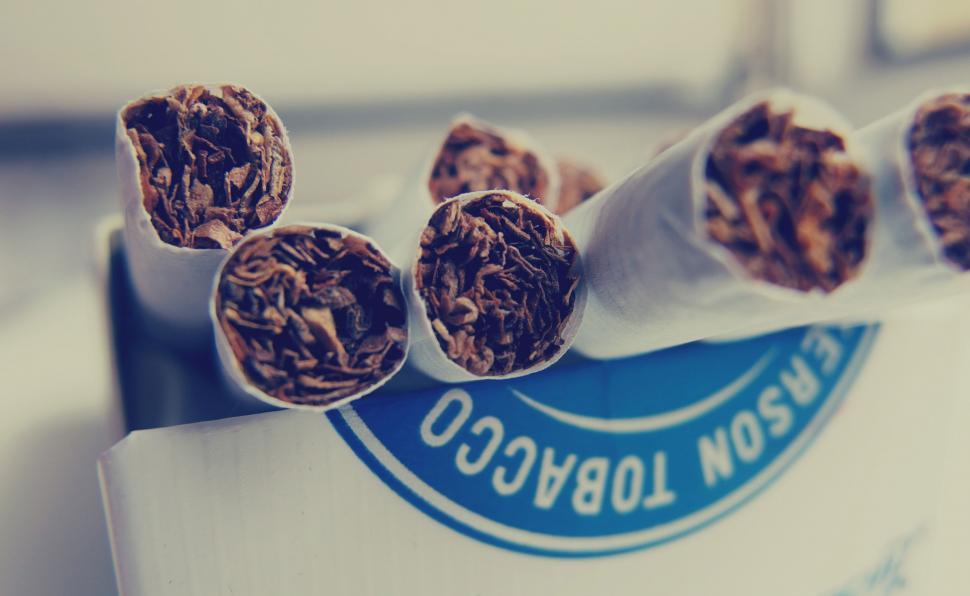 Free Image of Close-up of tobacco rolls in a package 