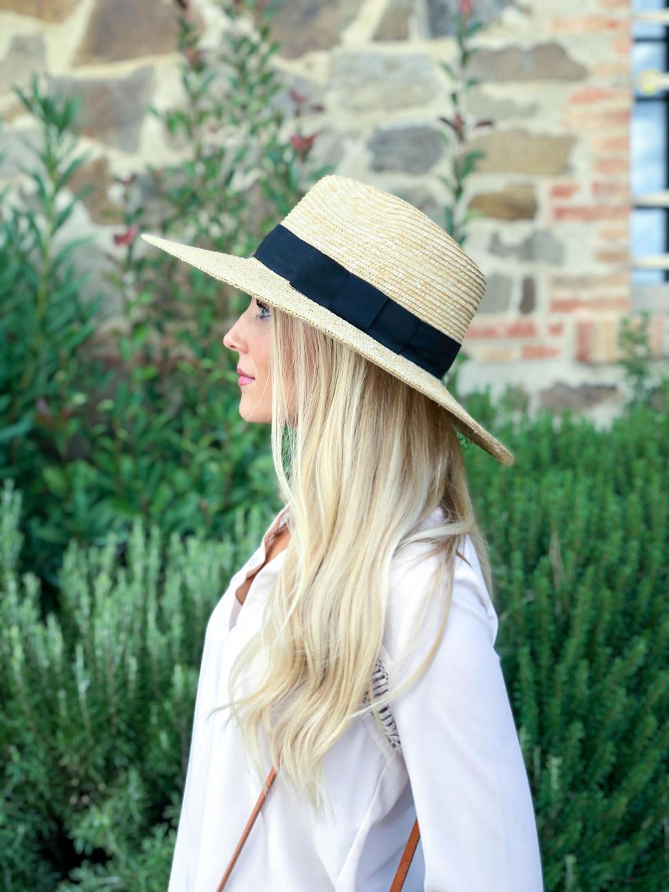 Free Image of Woman with straw hat blurred face 