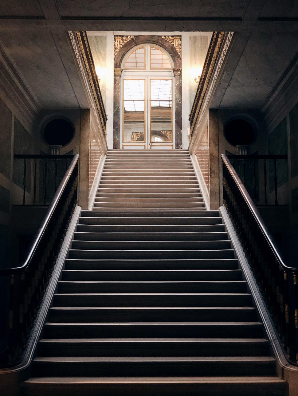 Free Image of Elegant staircase with a classic architecture 