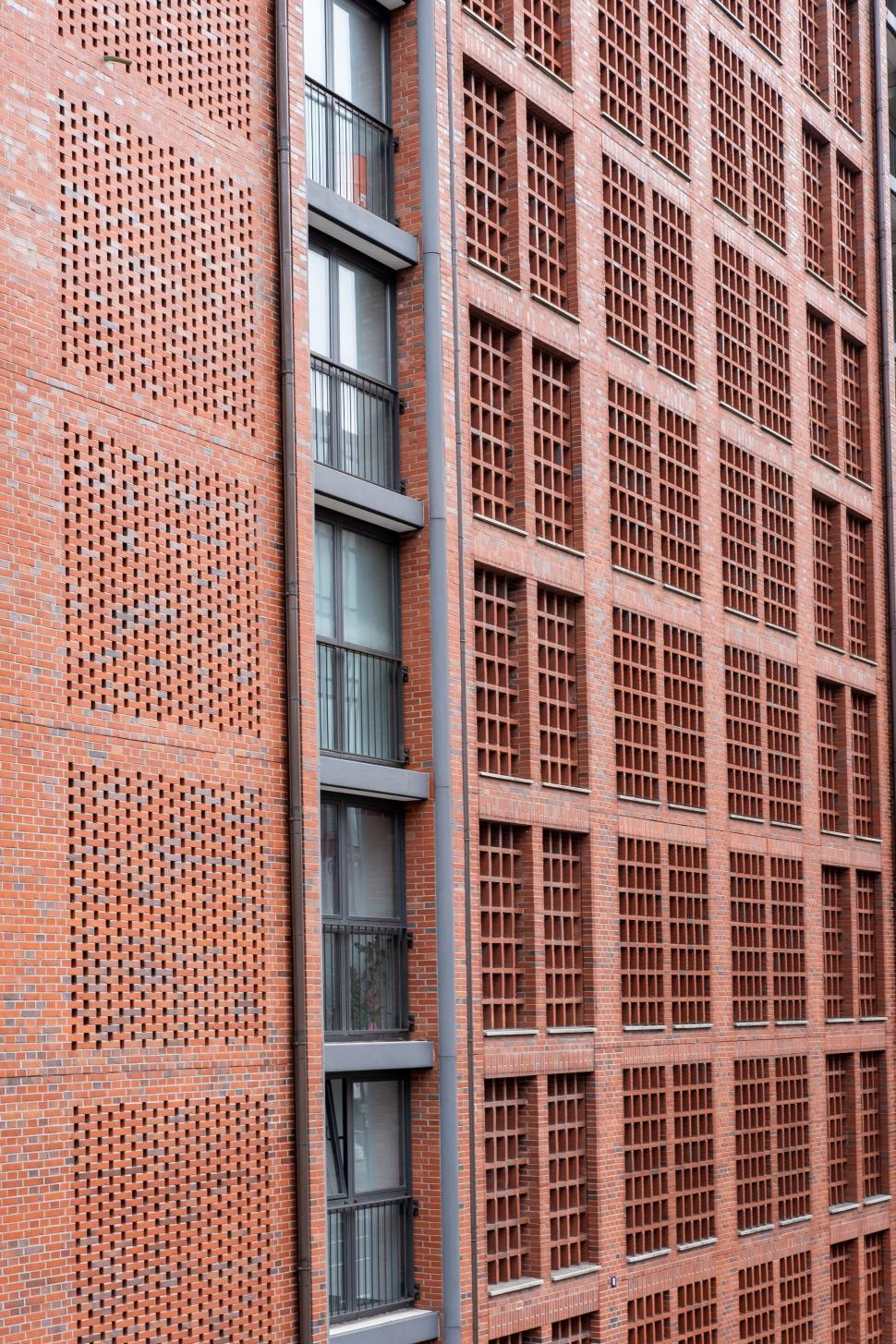 Free Image of Modern Brick Building Facade Close-up 