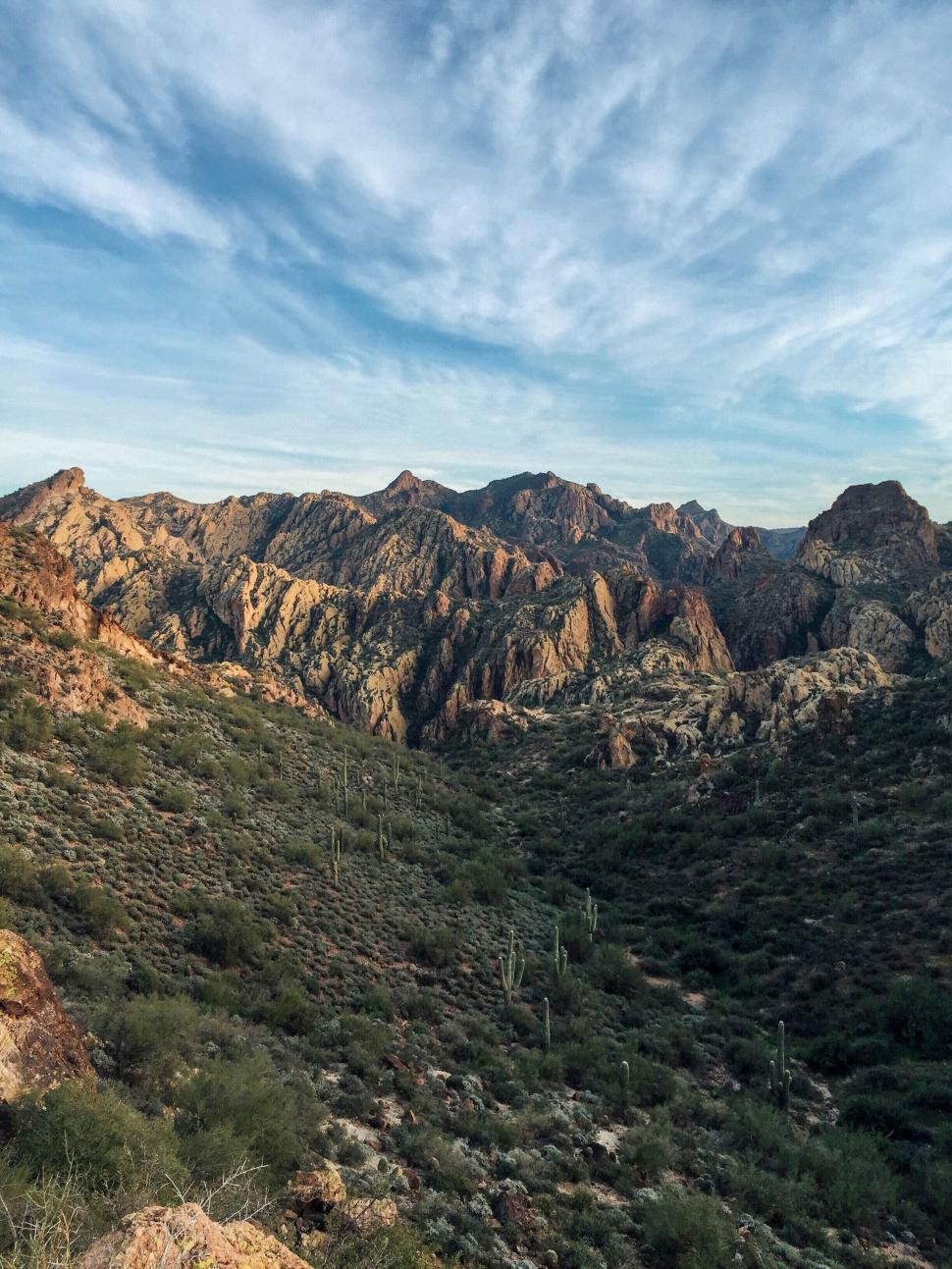 Free Image of Rugged desert landscape with vibrant sky 