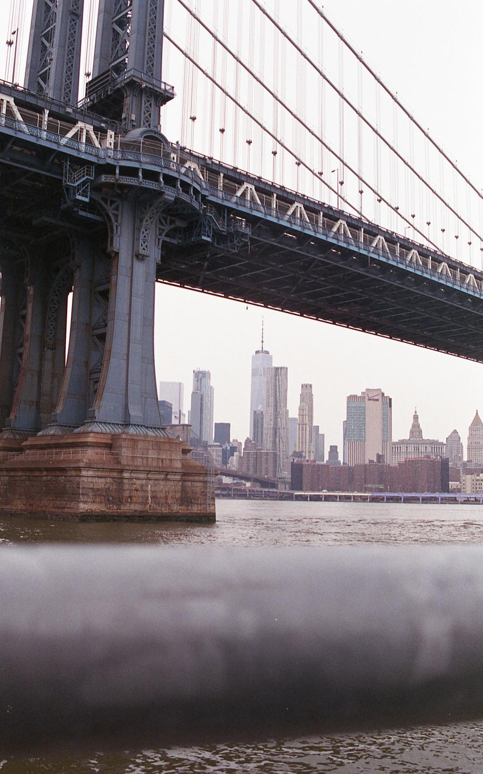 Free Image of Iconic bridge and city skyline at sunrise 