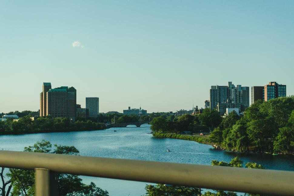 Free Image of Scenic view of riverside city skyline 