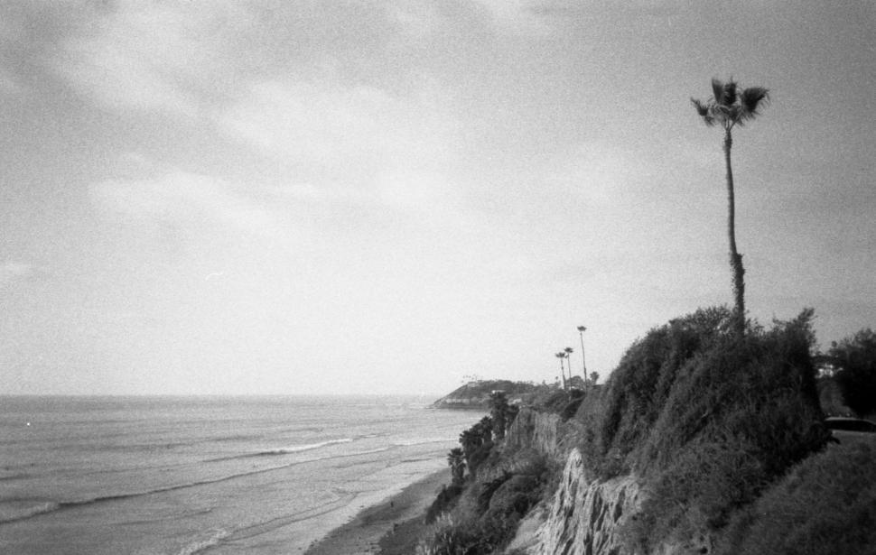 Free Image of Black and white coastal landscape 