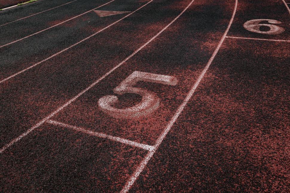Free Image of Close-up of numbered racing track lanes 