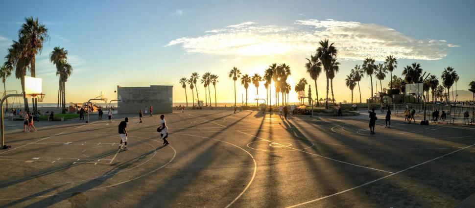Free Image of Skater silhouette against sunset in skatepark 
