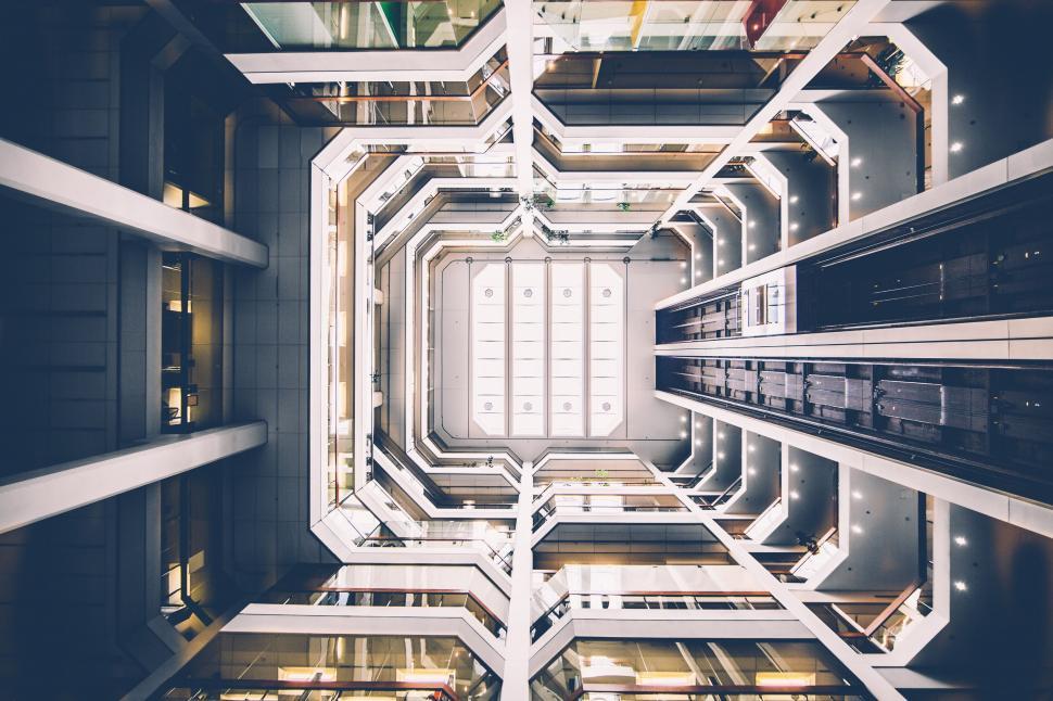 Free Image of Symmetrical view of a building atrium 