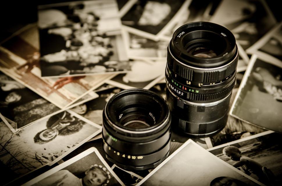 Free Image of Vintage camera with old photographs 