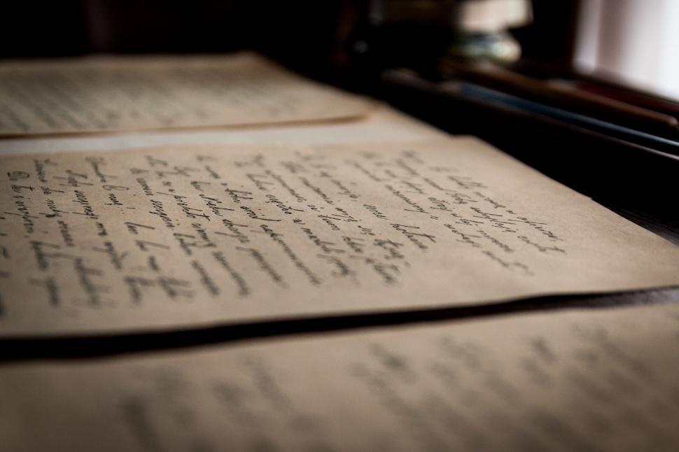 Free Image of Antique handwritten letter in focused foreground 