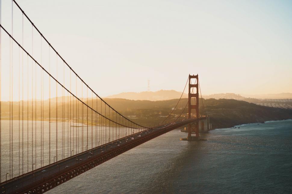 Free Image of Golden Gate Bridge at sunset 