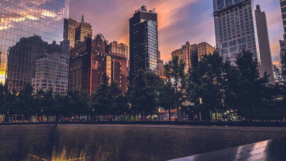 Free Image of Reflective water feature at city memorial 