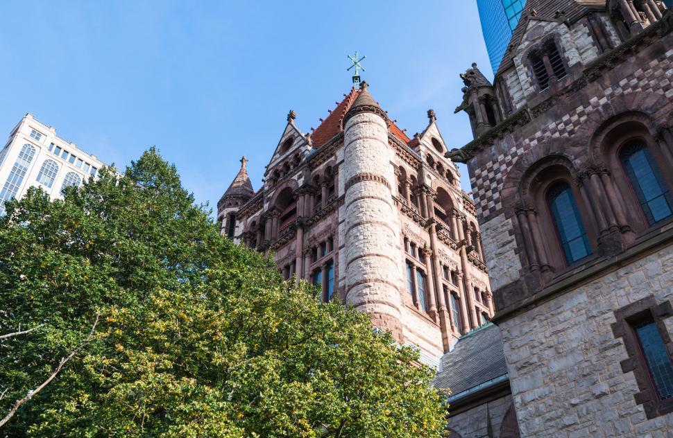 Free Image of Historic Trinity Church and skyscrapers in Boston 