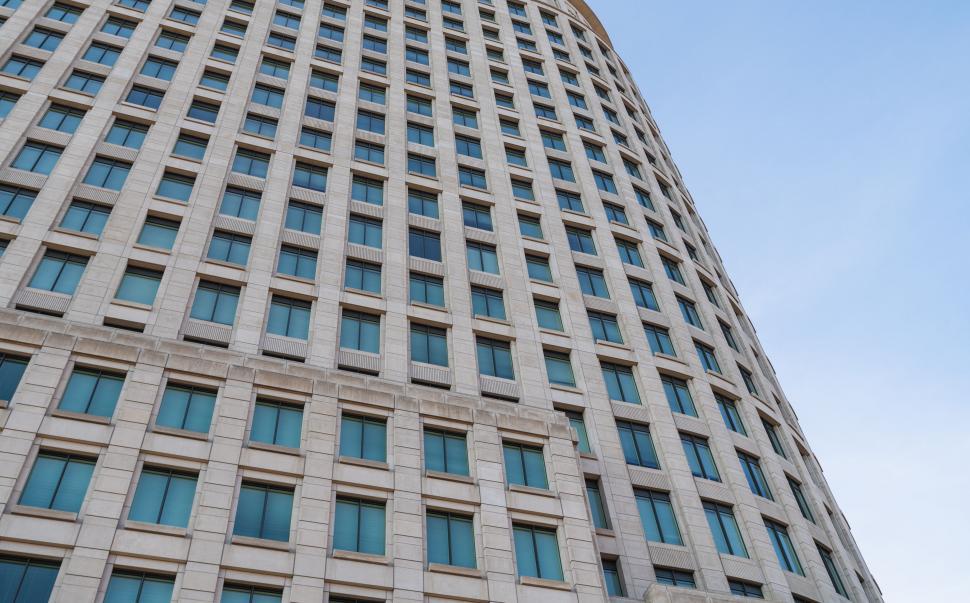 Free Image of Modern curved office building facade close-up 