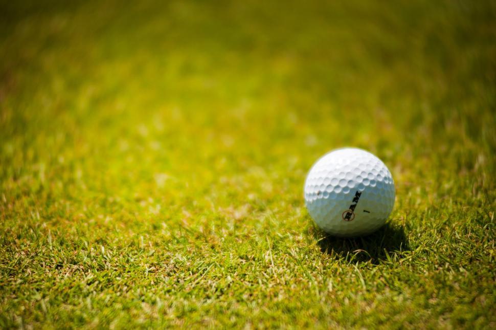 Free Image of Close-up of a golf ball on the grass 