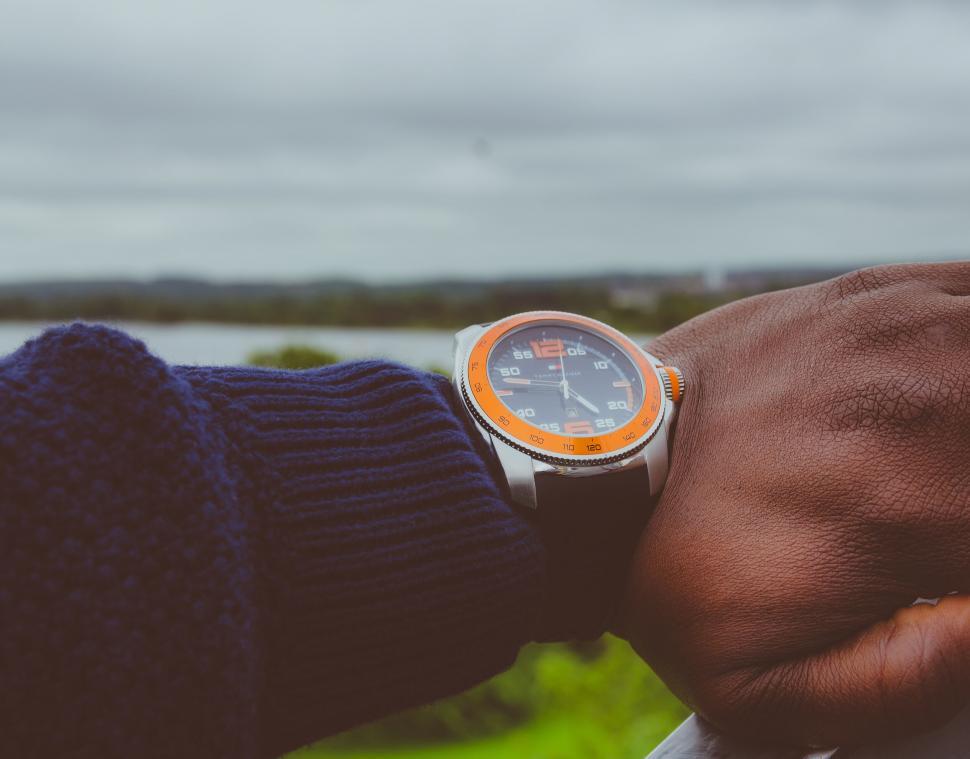 Free Image of Wristwatch on person s arm outdoors 
