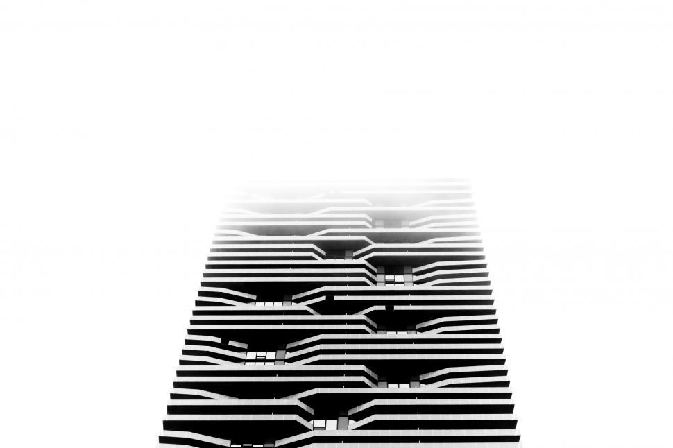 Free Image of Abstract monochrome building facade contrasts 