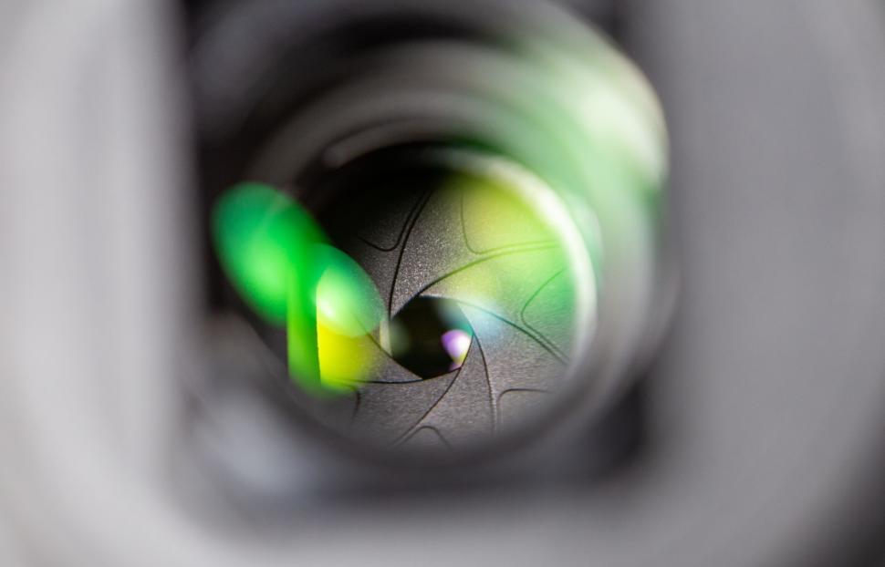 Free Image of Close-up of a camera lens aperture 