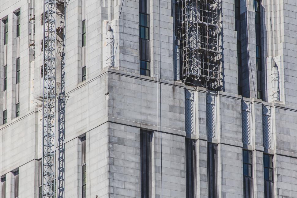 Free Image of Art deco skyscraper detail with crane 