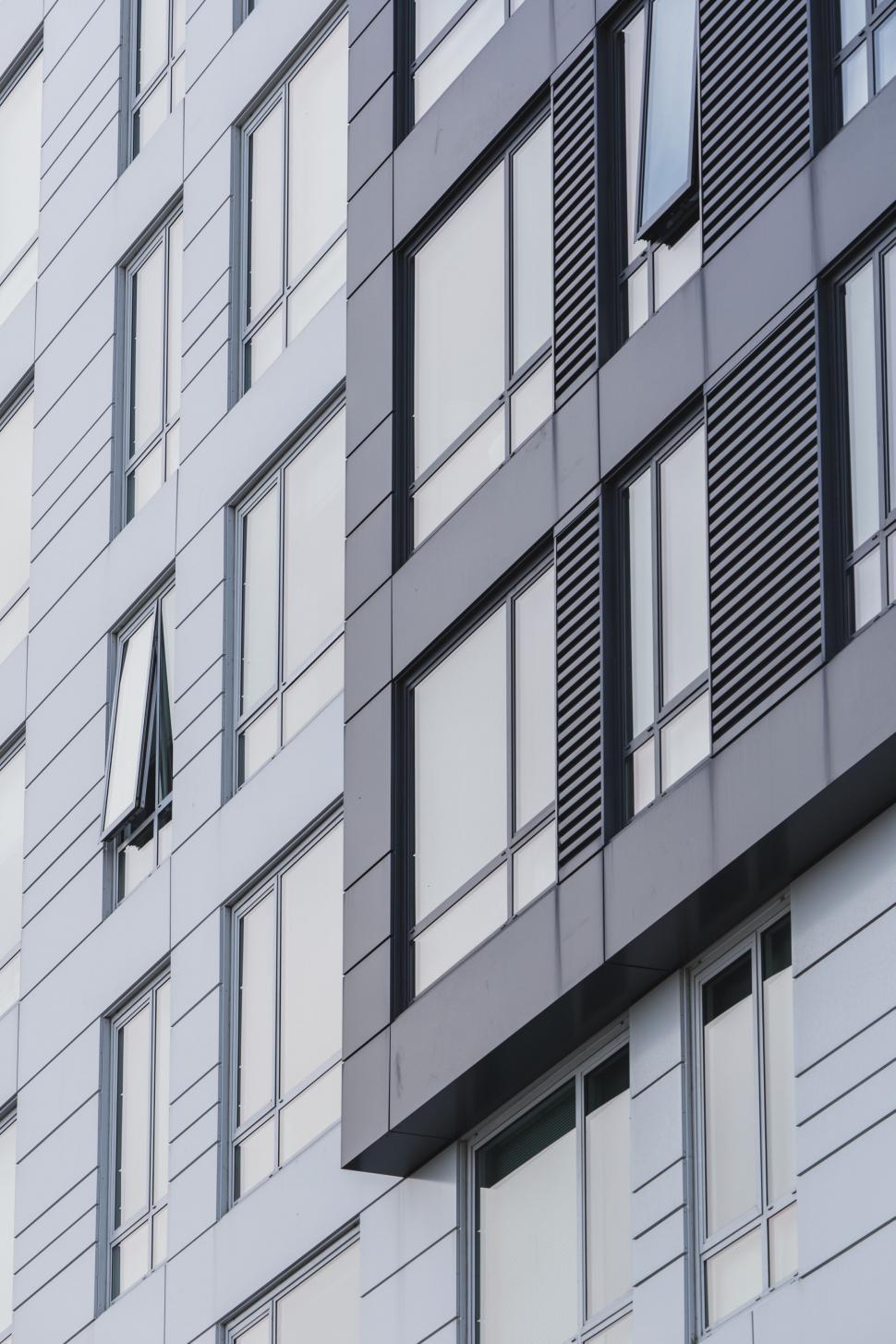 Free Image of Monochrome apartment building windows 