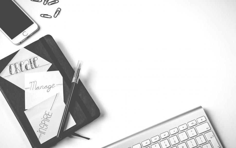 Free Image of Modern workspace with creative inspiration notes 