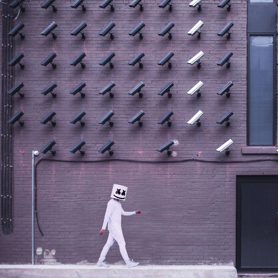 Free Image of Person with a cat head street art concept 