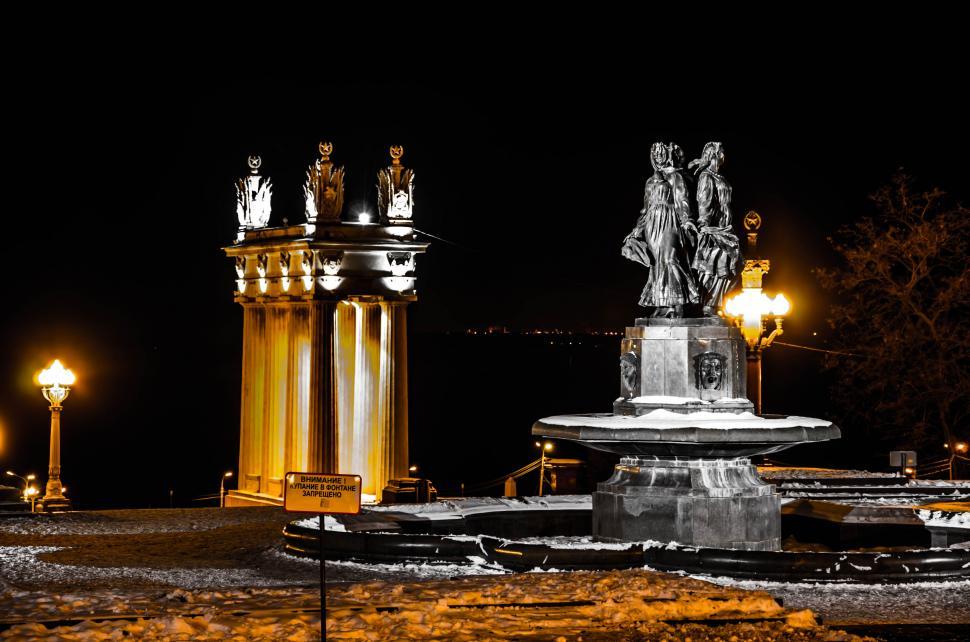 Free Image of Illuminated classical monument at night 