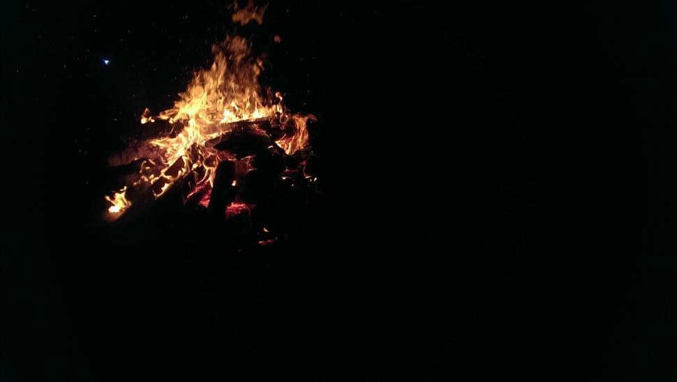 Free Image of Campfire burning in the dark night 