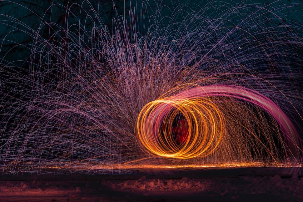 Free Image of Steel wool spinning long exposure 