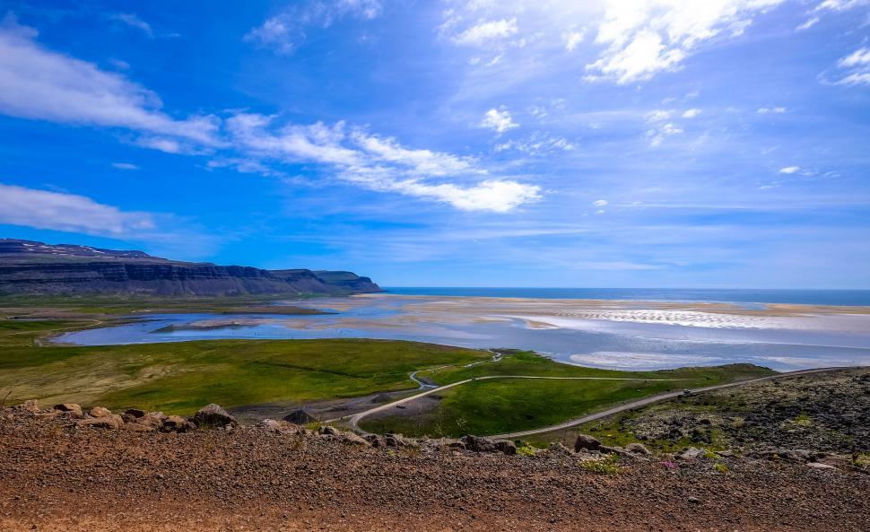 Free Image of Coastal landscape with winding road 