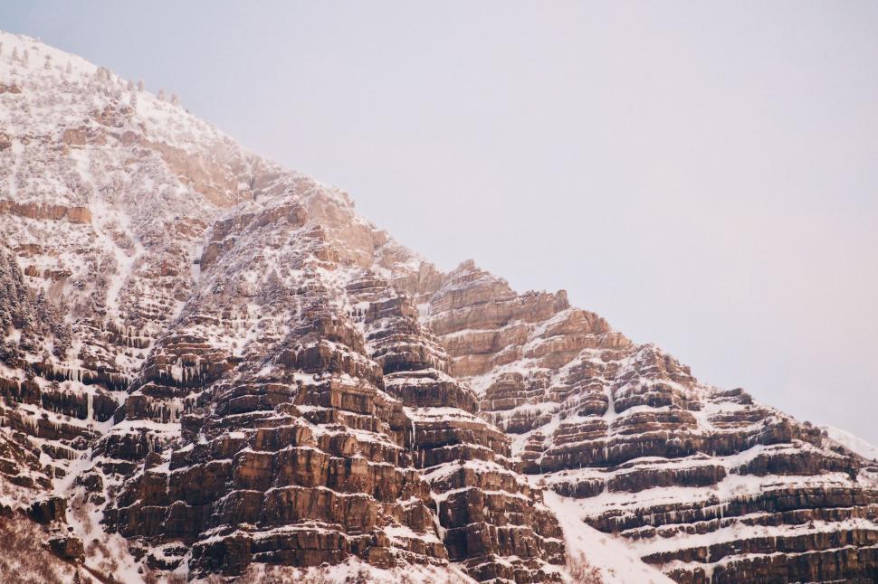 Free Image of Snow-covered mountain stratification 