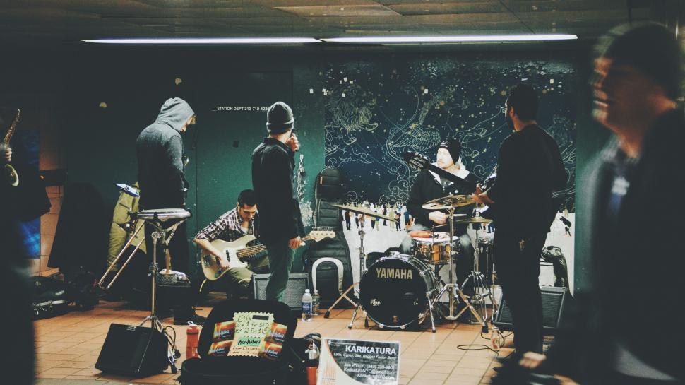 Free Image of Street musicians performing in subway 