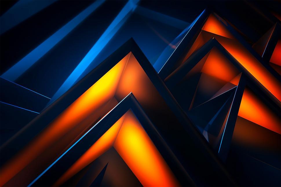 Free Image of Sharp geometric shapes in blue and orange 