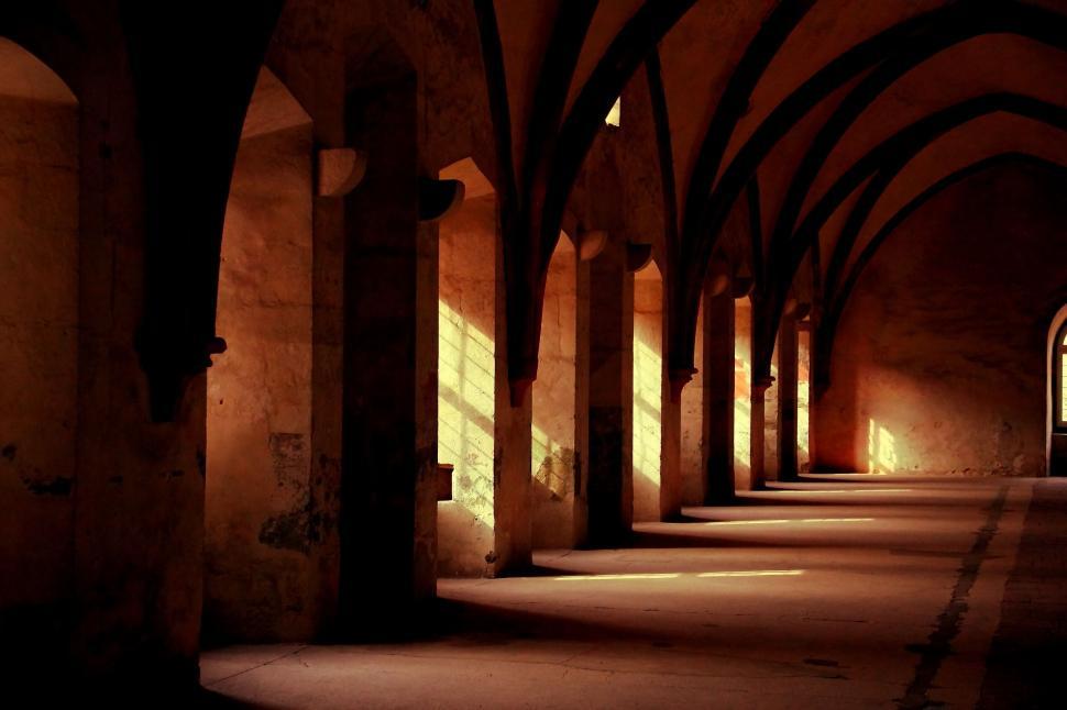 Free Image of Arched corridors of an ancient cloister 