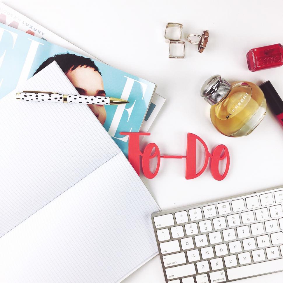Free Image of Creative flat lay of workspace desk 