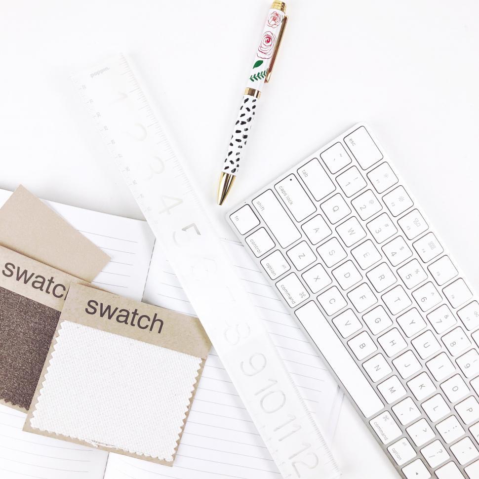 Free Image of Modern designer s office desk with tools 