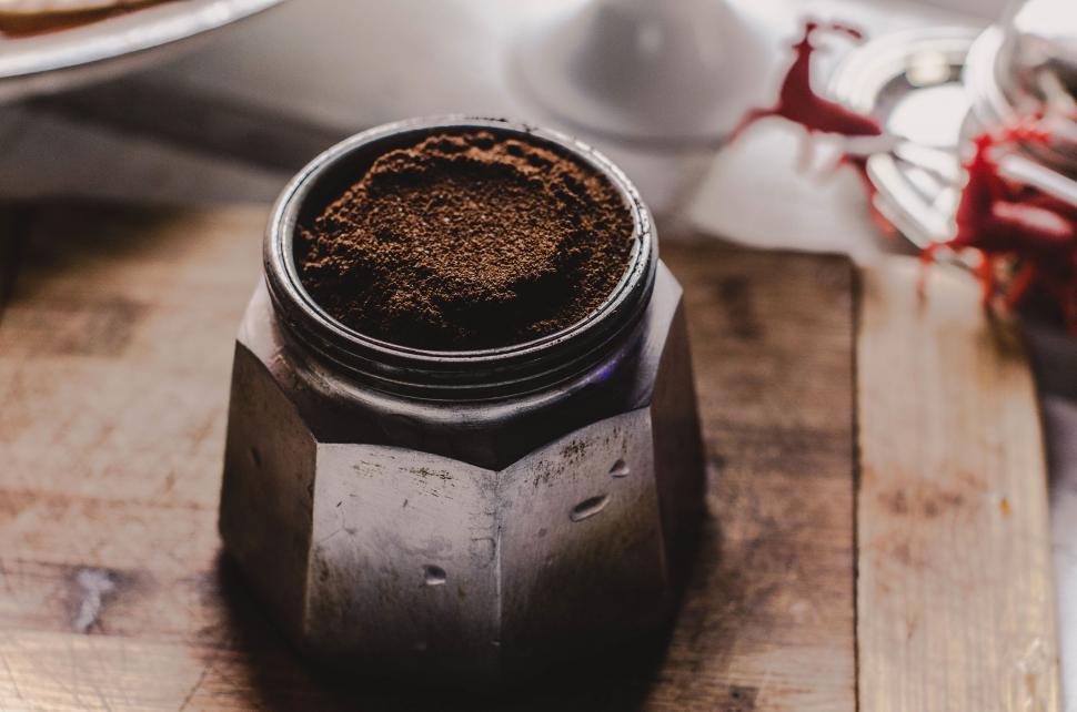 Free Image of Ground coffee in a moka pot 