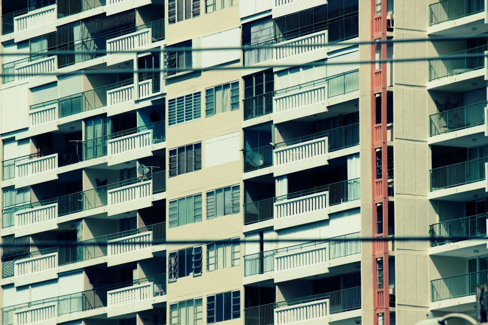 Free Image of Close-up of a multi-story building facade 