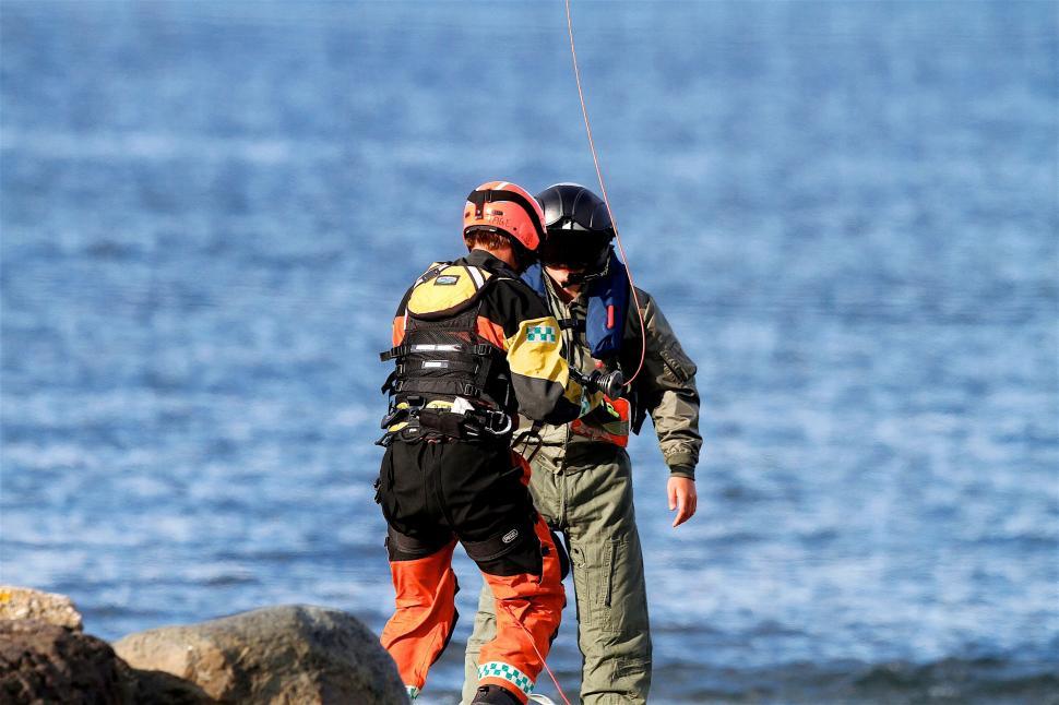 Free Image of Coast guard training exercise by the sea 