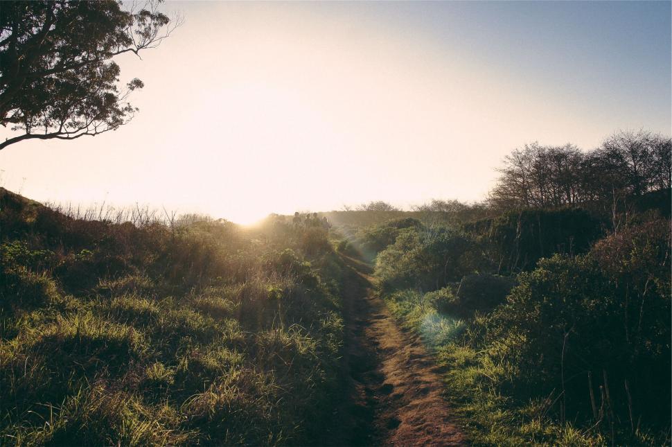 Free Image of Sunrise over a country trail 
