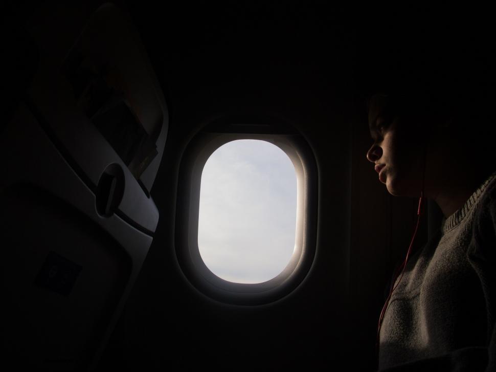 Free Image of Inside of an aircraft with view from window 