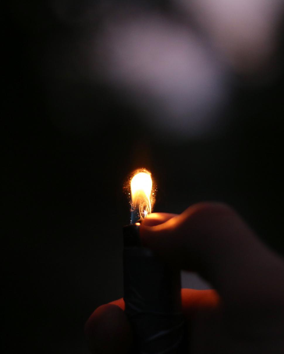 Free Image of Close-up of a sparking lighter at night 