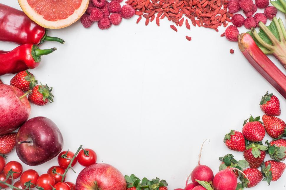 Free Image of Assorted fresh fruits creating a frame 