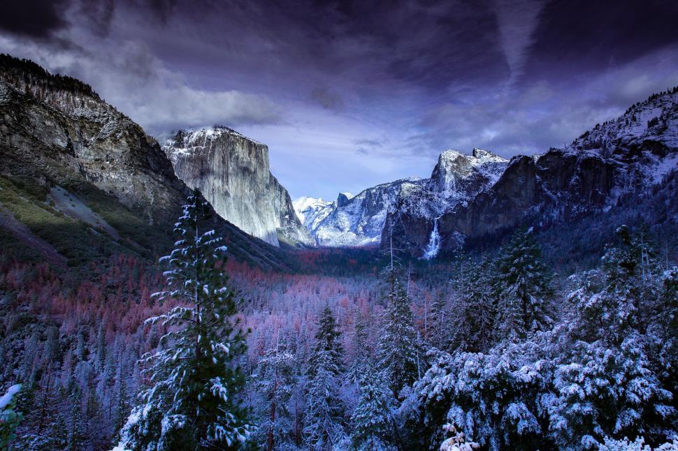 Free Image of Mountainous winter landscape at dusk 