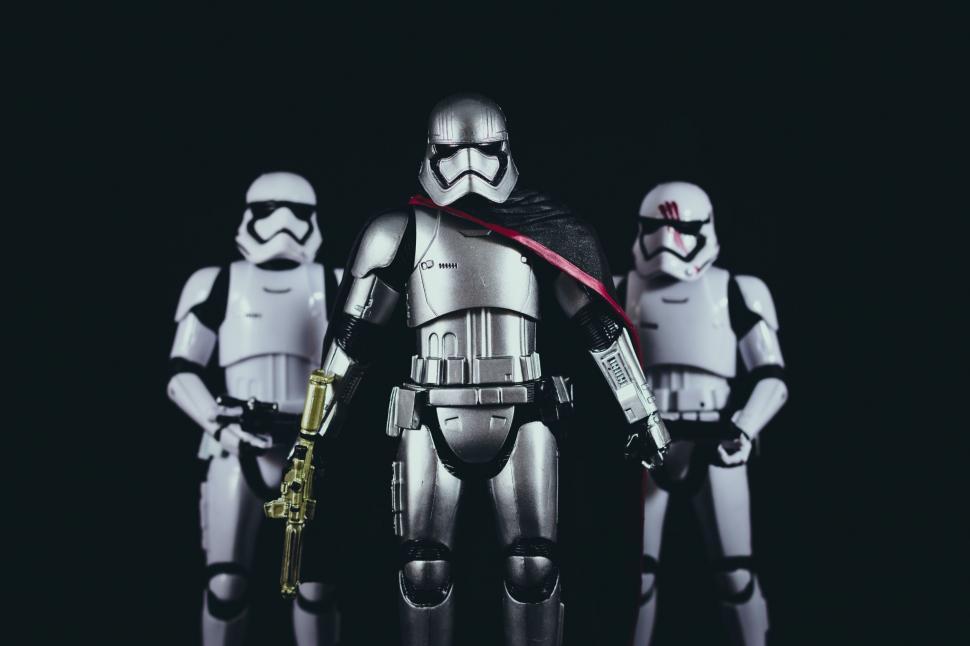 Free Image of Action figures posed for a battle scene 