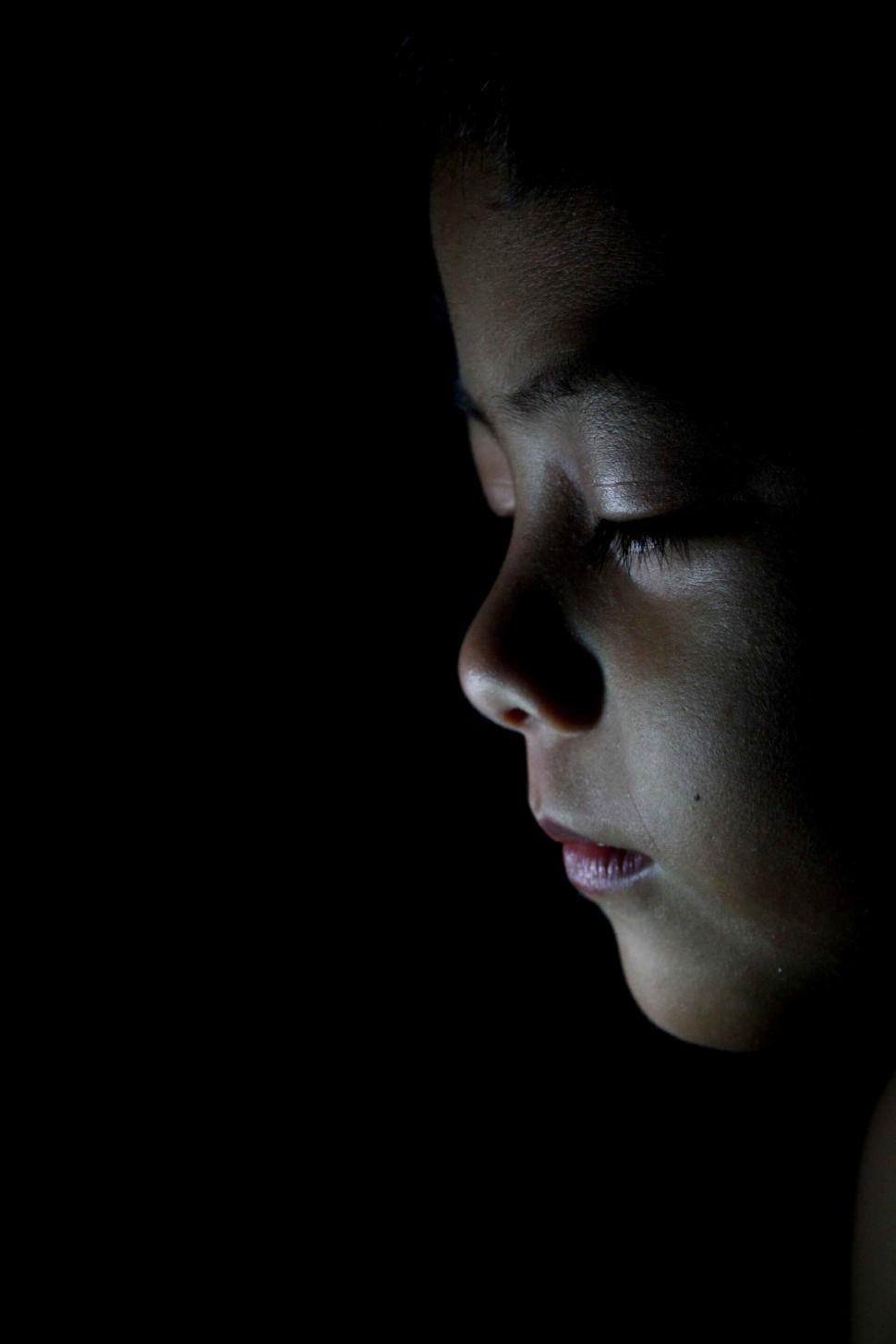Free Image of Dark silhouette with blurred face area 