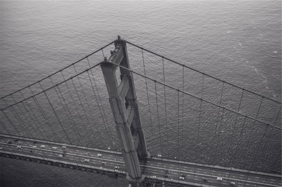 Free Image of Monochrome view of a towering bridge 