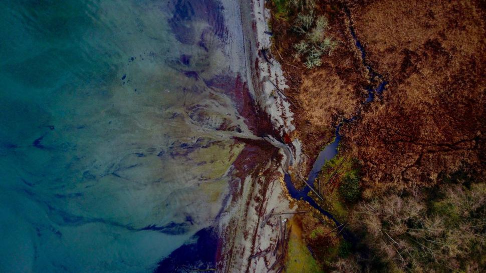 Free Image of Coastline and river from above 