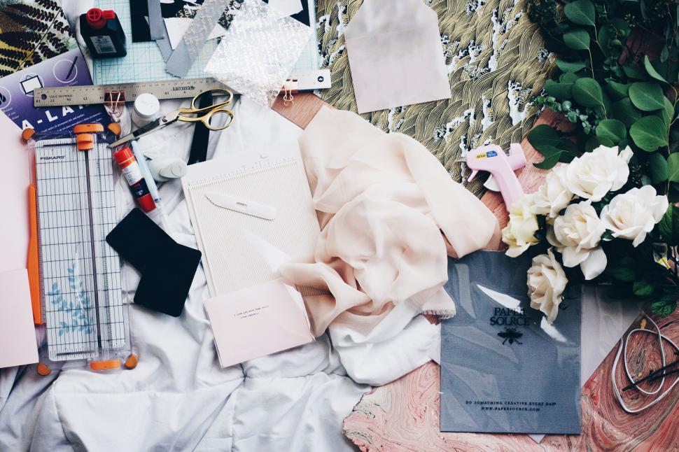 Free Image of Creative workspace with fashion design elements 